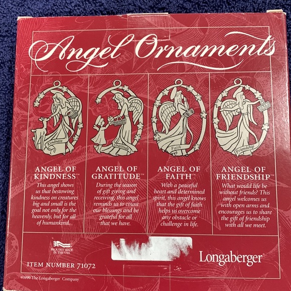 Longaberger set of 4 pewter Angel ornaments - Picture 4 of 5
